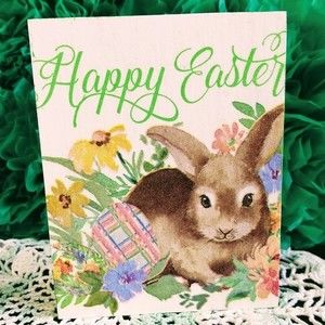 HAND CRAFTED EASTER Mini Wood Sign/Tiered Tray Decor/Bunny Rabbit Home Decor